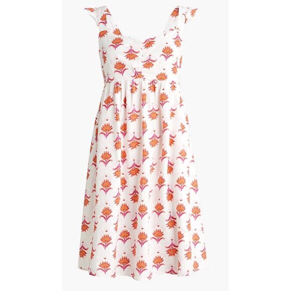 NWT J.Crew Factory Linen Blend Ruffle Strap Mini Dress Sundress Floral 14 $110 - Picture 1 of 7